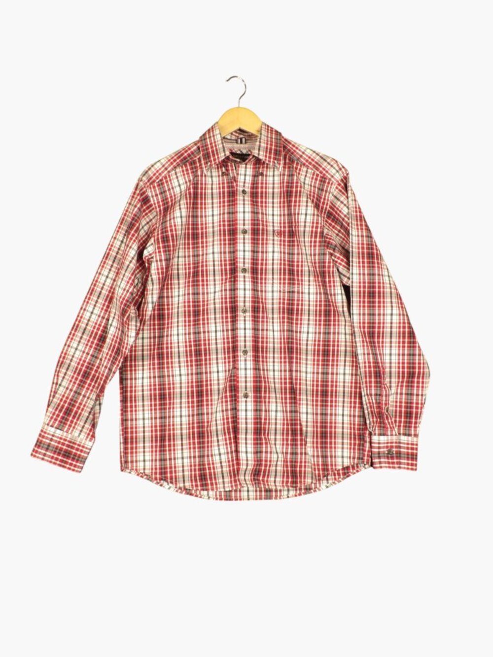 Ariat Pro Series Red Gray White Plaid Button Down Shirt Size Small